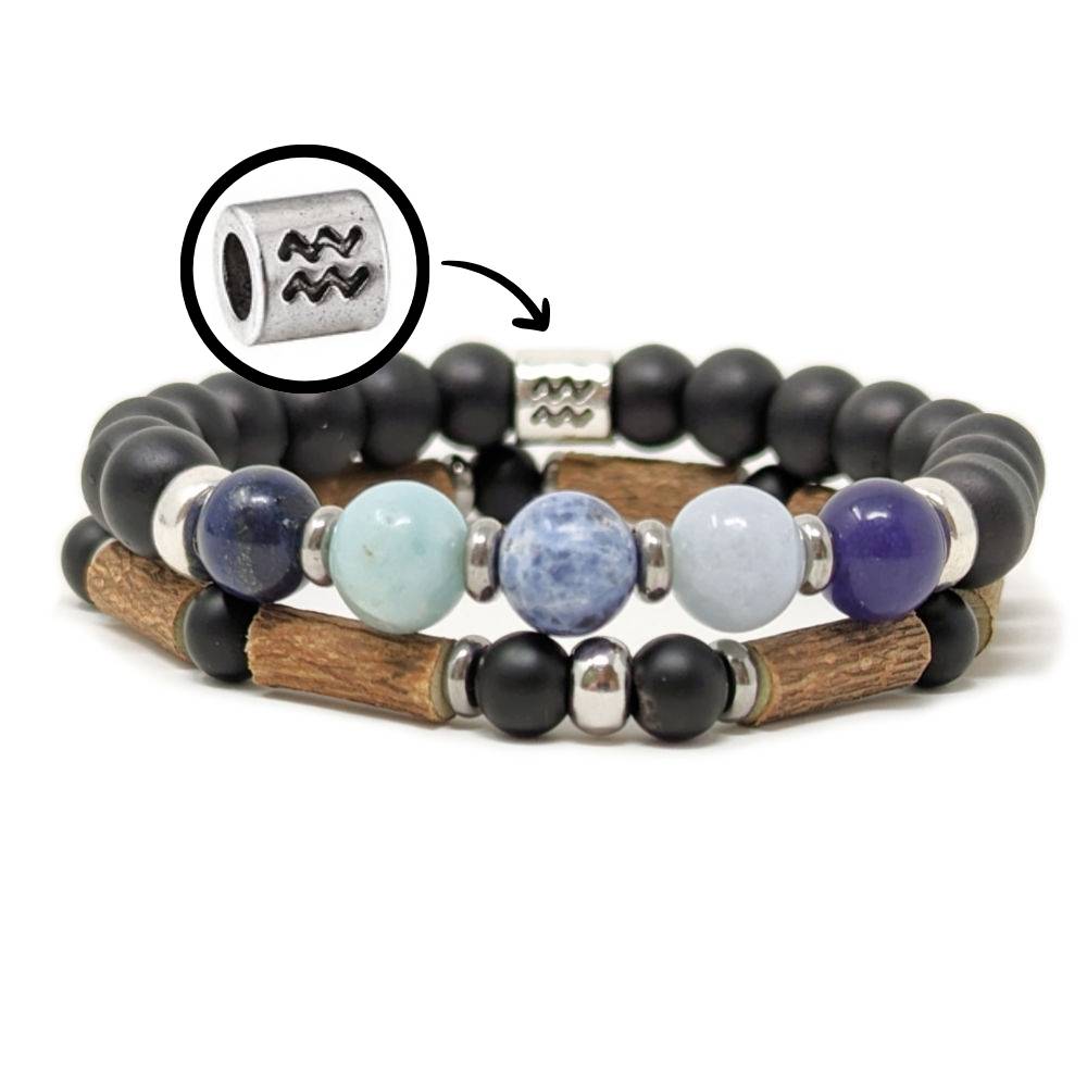 H11 | Duo de bracelets VERSEAU 8 mm noir