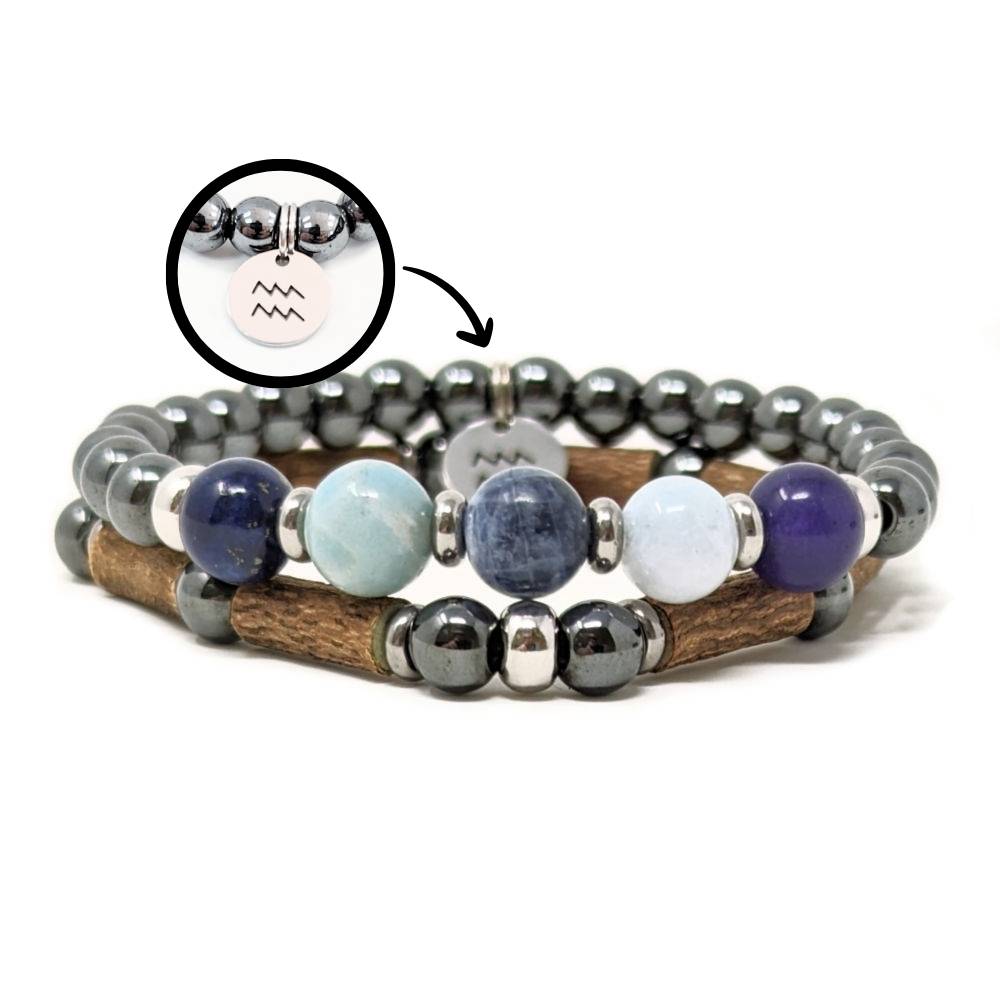 H11 | Duo de bracelets VERSEAU 6 mm hématite