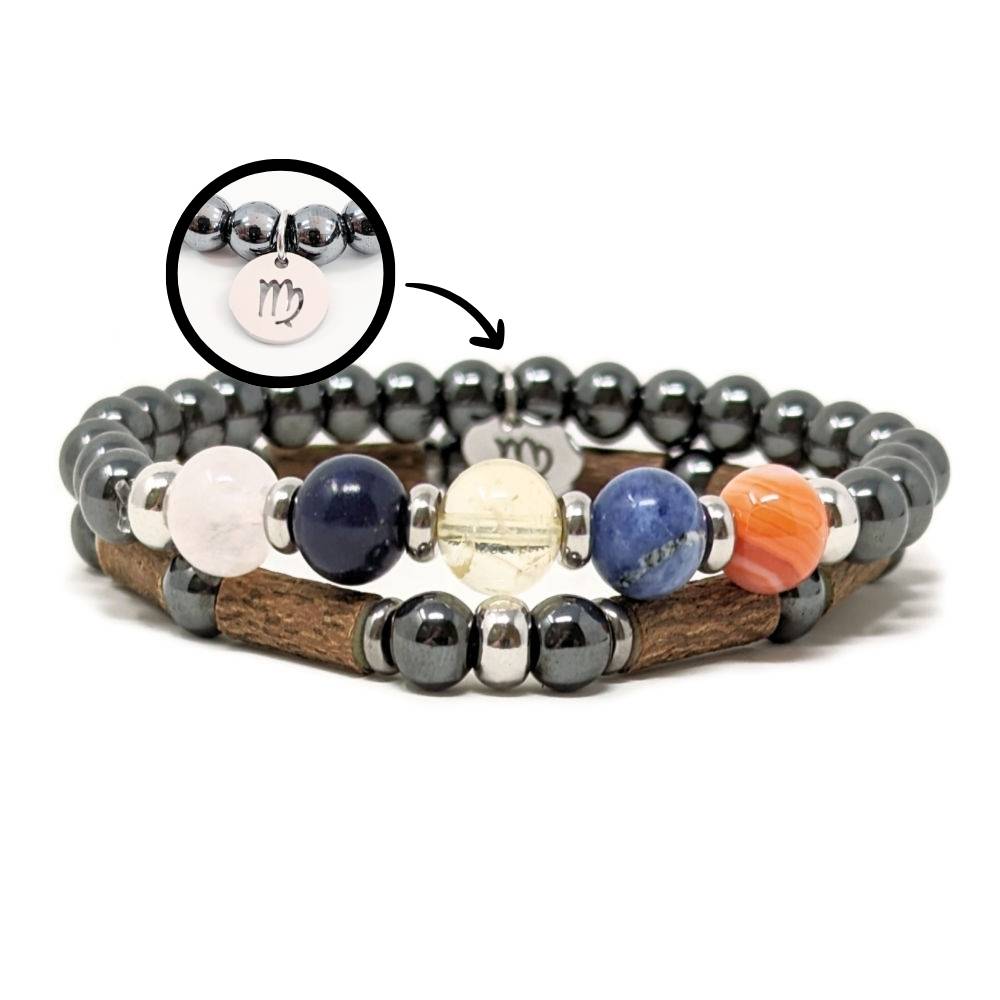 H06 | Duo de bracelets VIERGE 6 mm hématite
