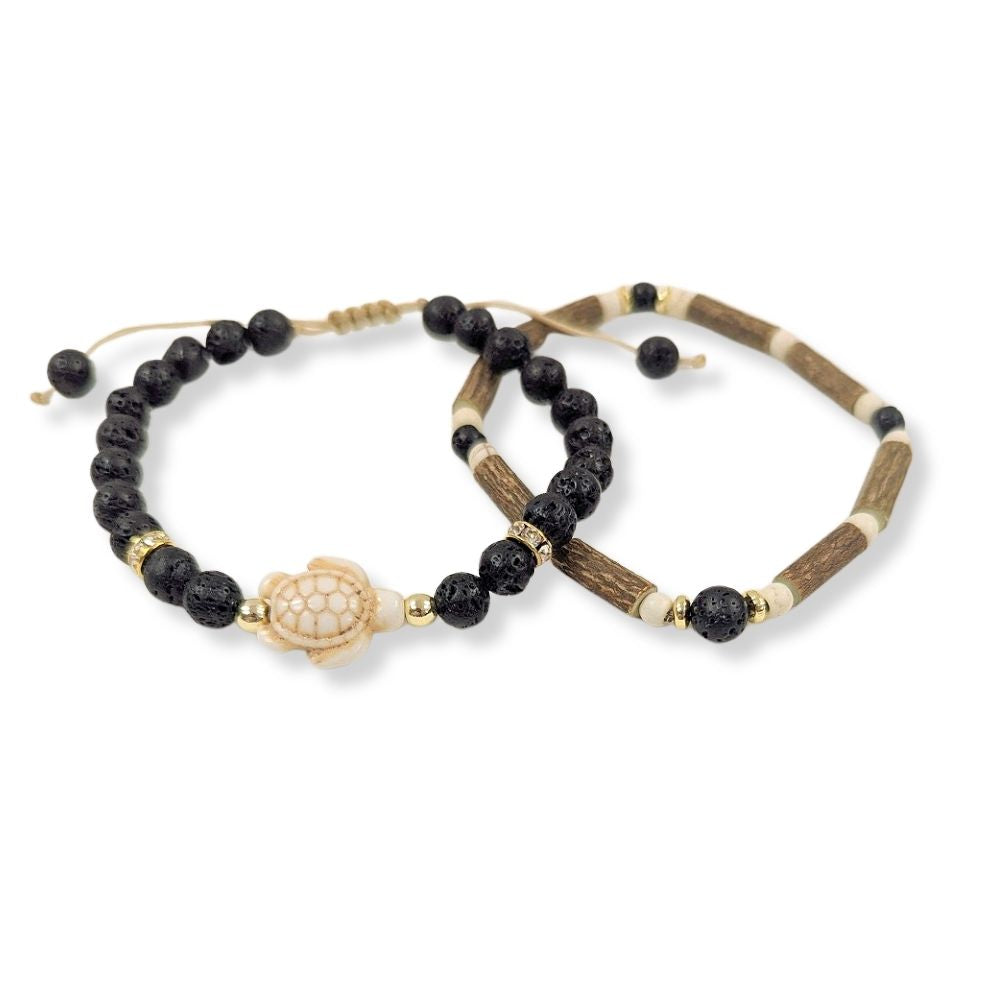 X13 | Bracelets diffuseurs avec tortue de mer howlite et or
