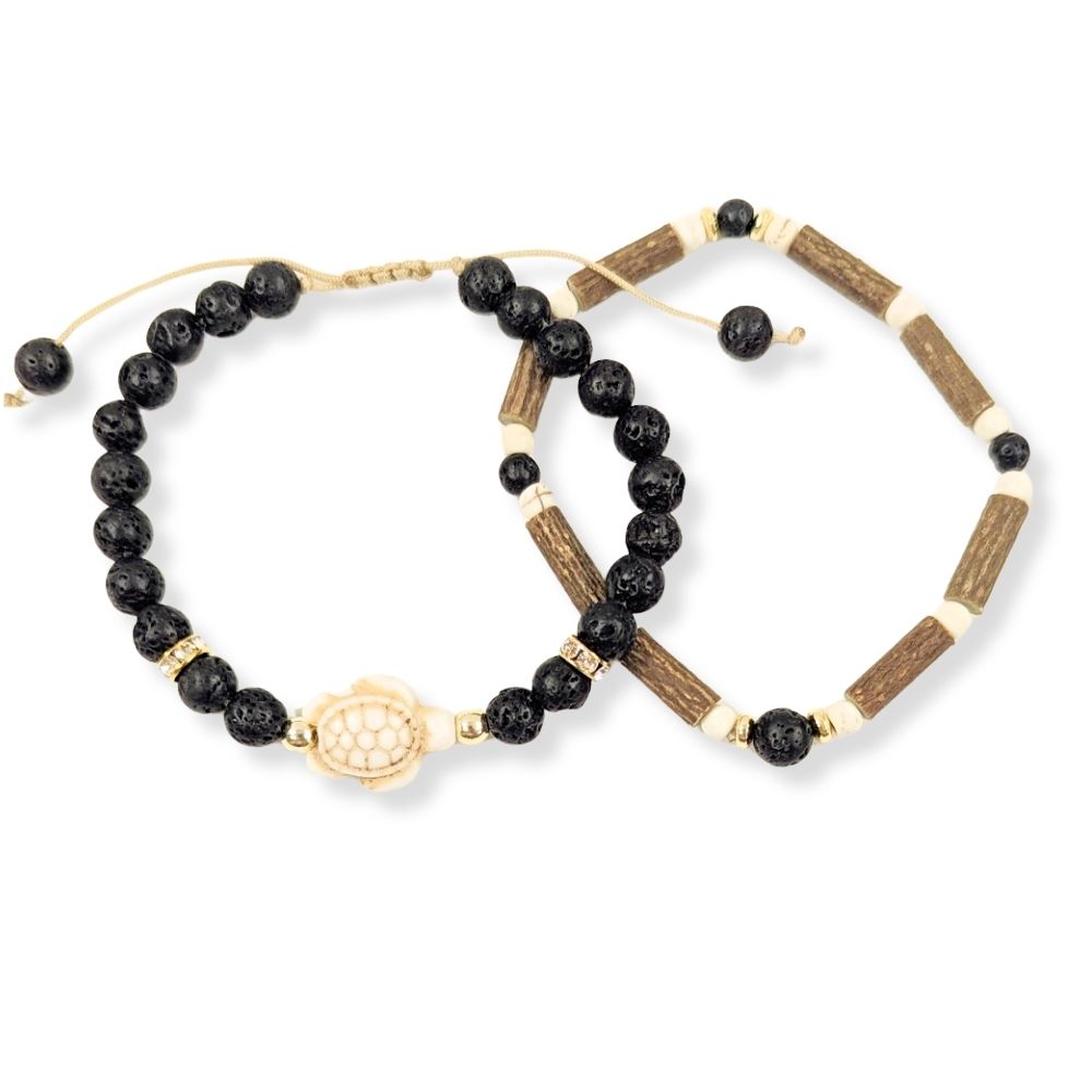 X13 | Bracelets diffuseurs avec tortue de mer howlite et or