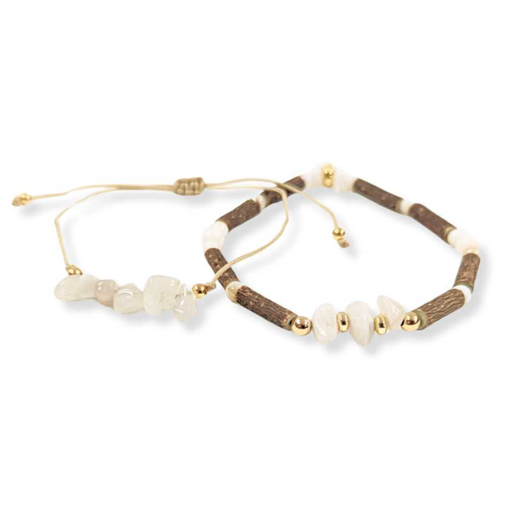 *LAST CHANCE* X24 | Moonstone Chip Golden Bracelets