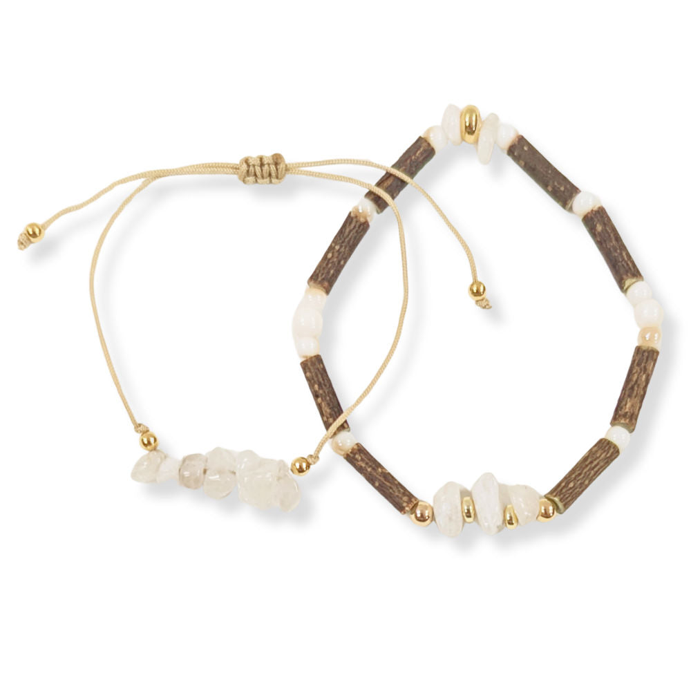 *LAST CHANCE* X24 | Moonstone Chip Golden Bracelets