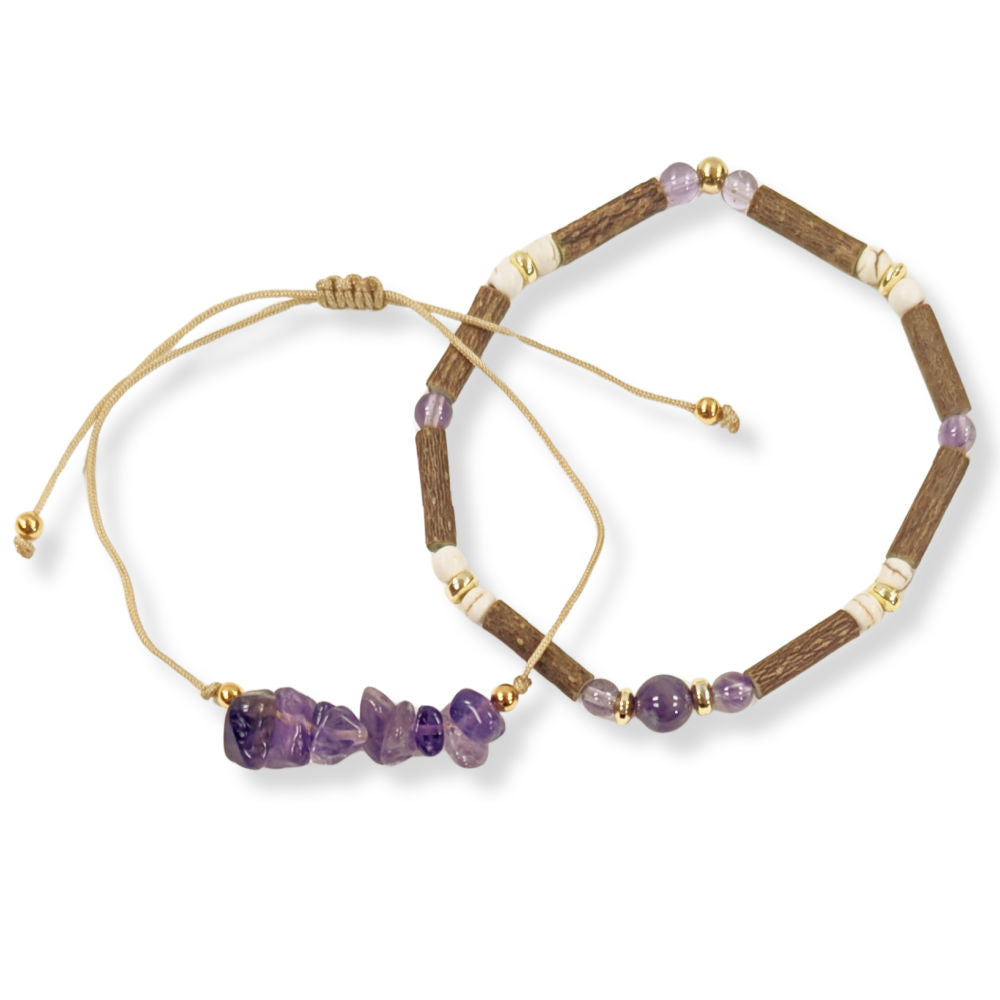 *LAST CHANCE* X25 | Amethyst Chip Golden Bracelets