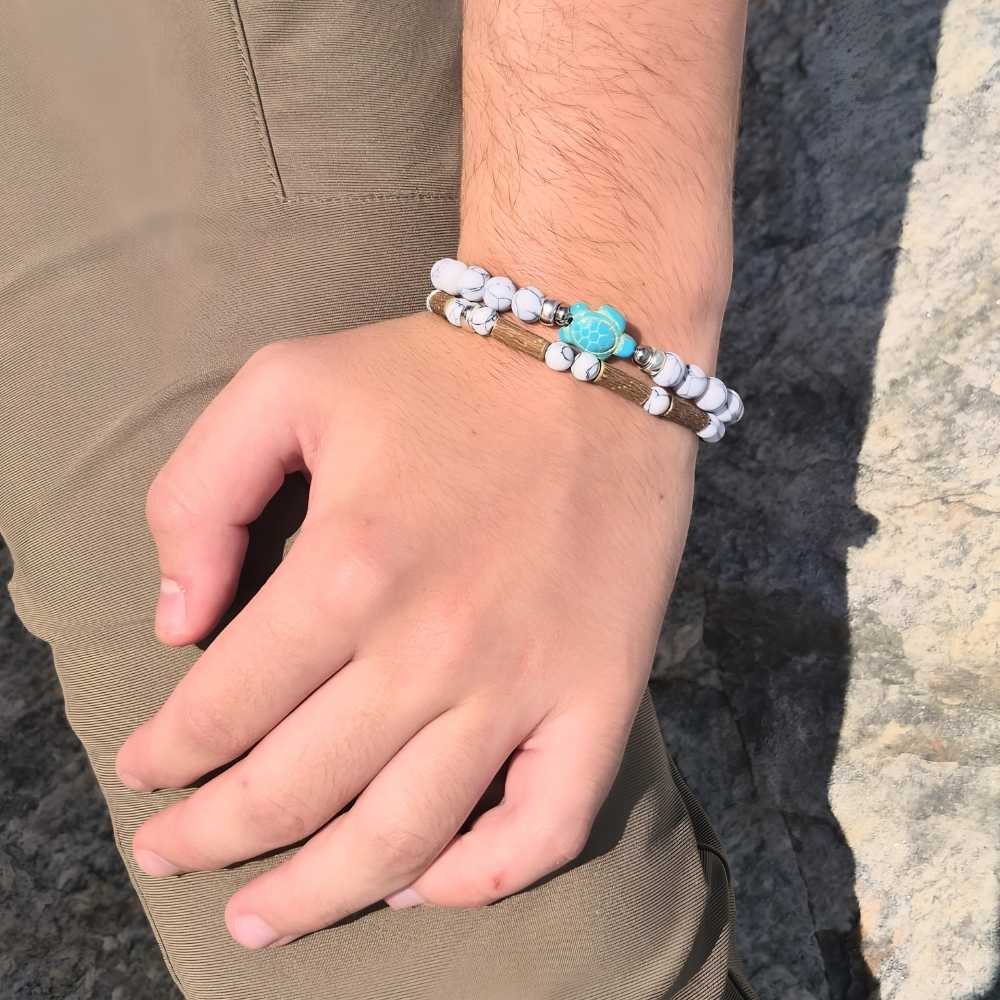 X31 | Bracelets tortue de mer avec howlite et turquoise