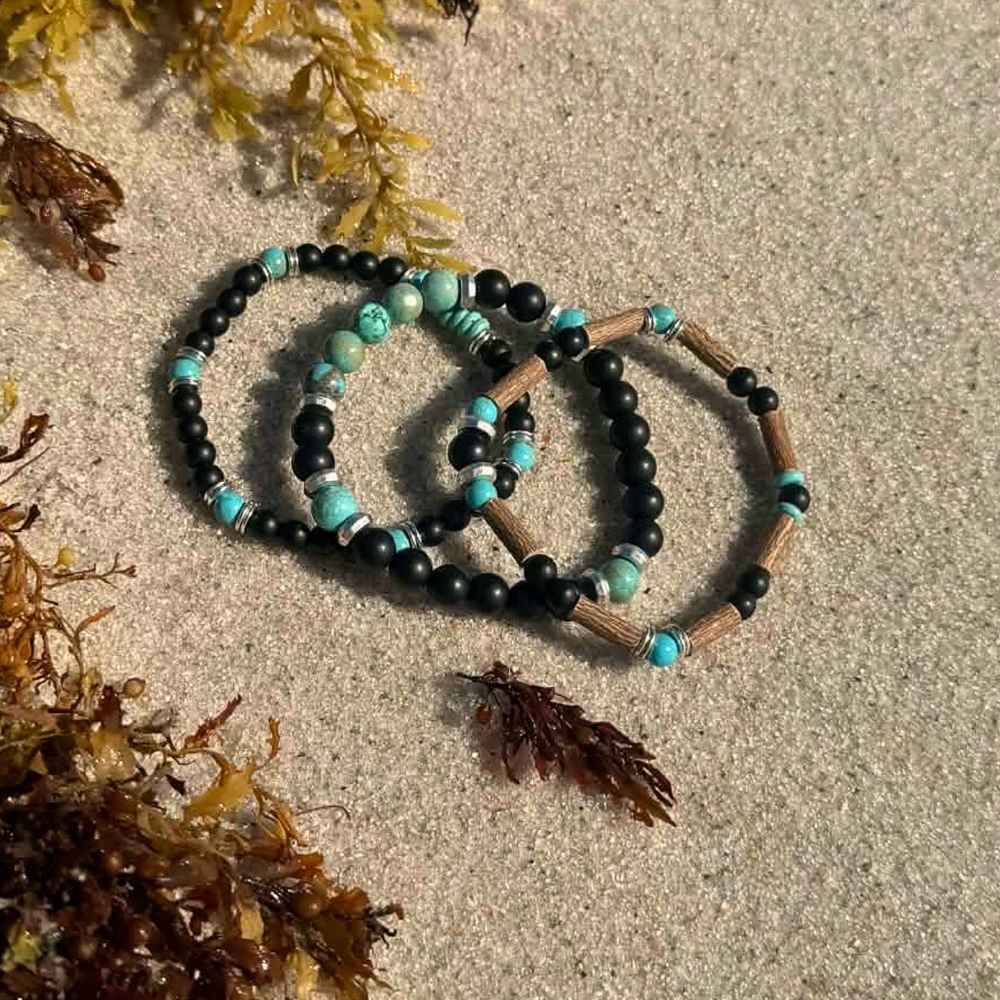 X33 | Trio de bracelets turquoise et noir