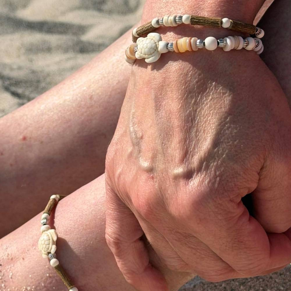 X36 | Bracelets avec tortue de mer howlite argent