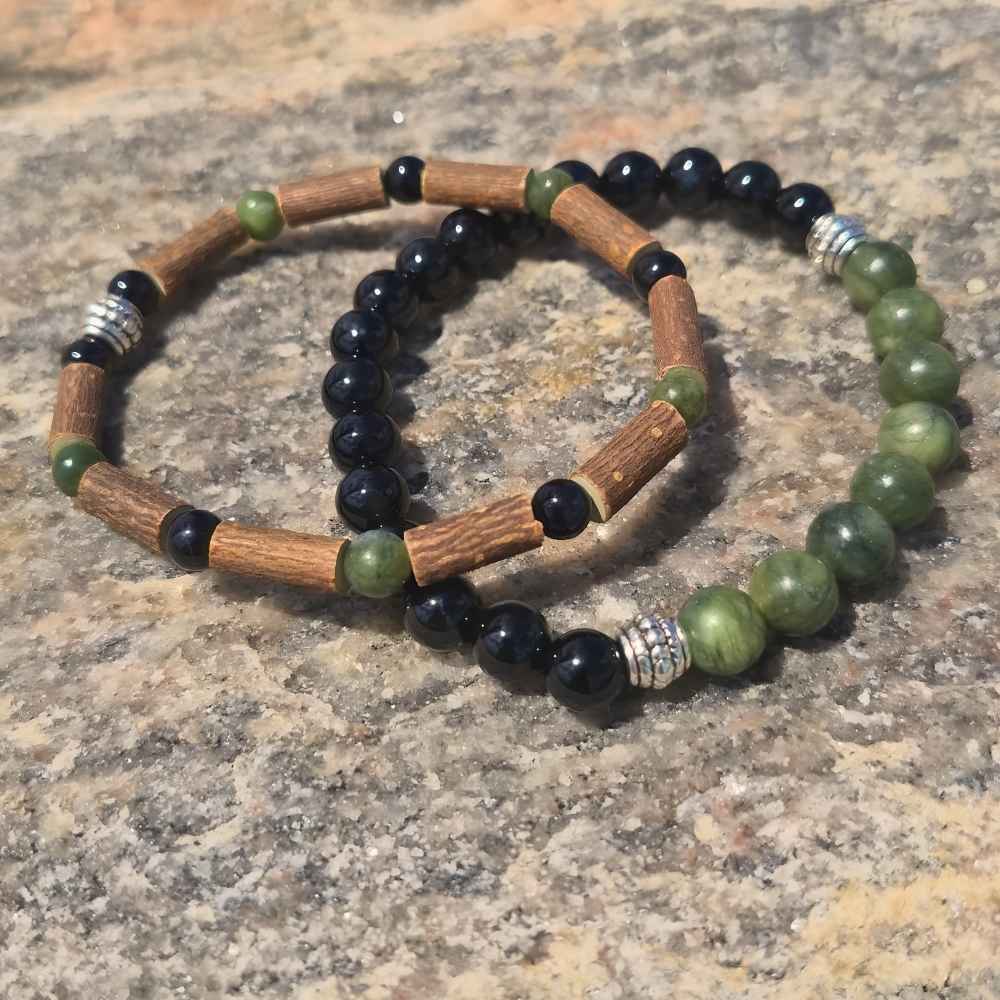 X50 | Bracelets jade vert et onyx