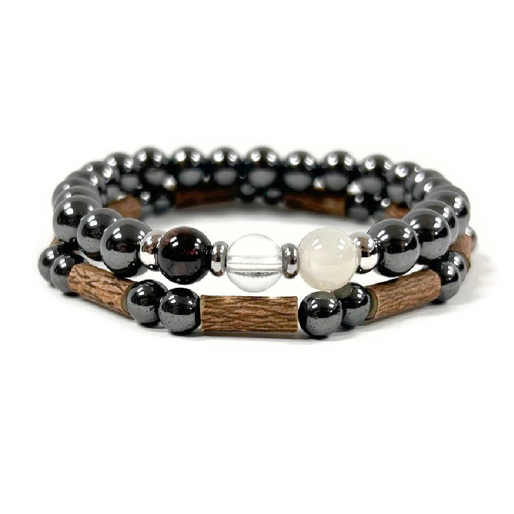 X65-XL | HORMONES 8mm Bracelet Set for MEN - Pur Noisetier | Pure Hazelwood