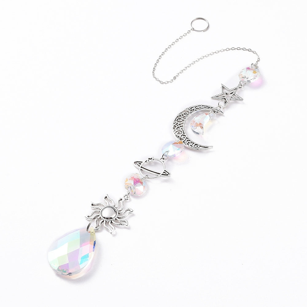 AS08 | Capteur de soleil argenté avec verre irisé, soleil, lune et étoiles