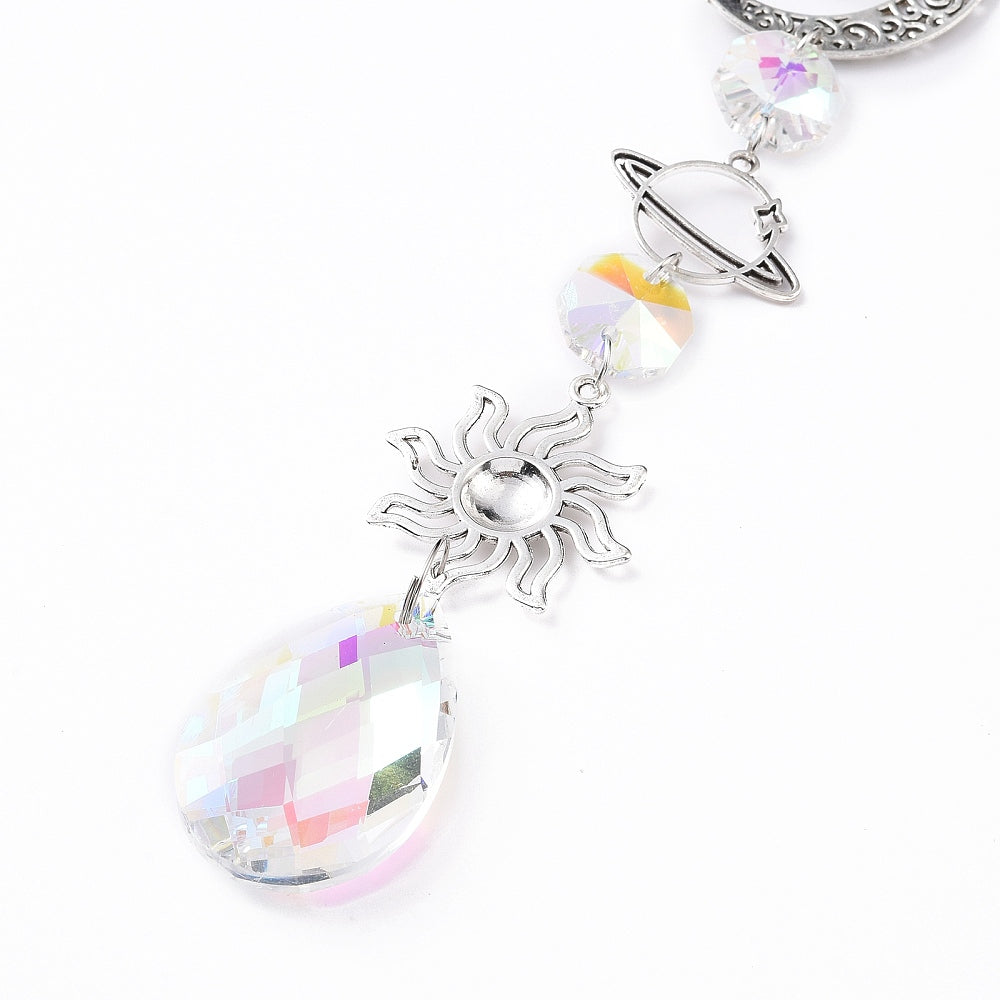 AS08 | Capteur de soleil argenté avec verre irisé, soleil, lune et étoiles
