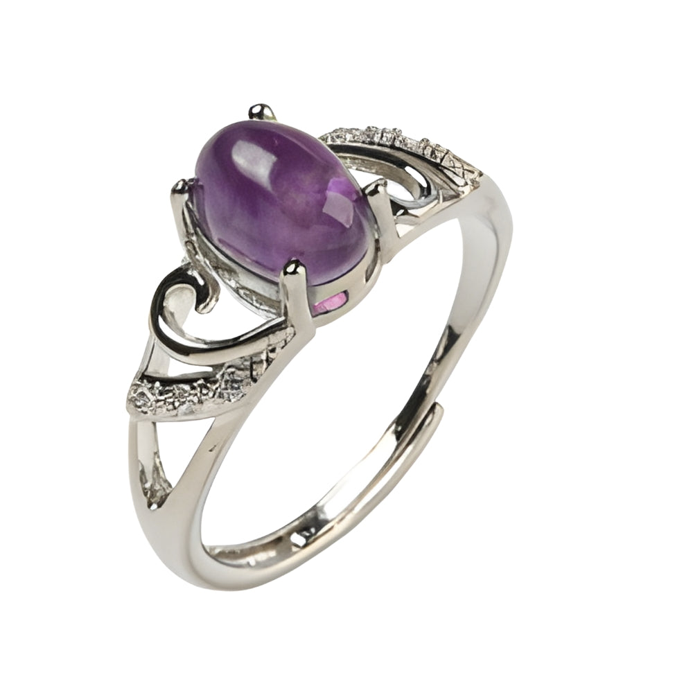XX25 | Anneaux réglables ovales en améthyste naturelle