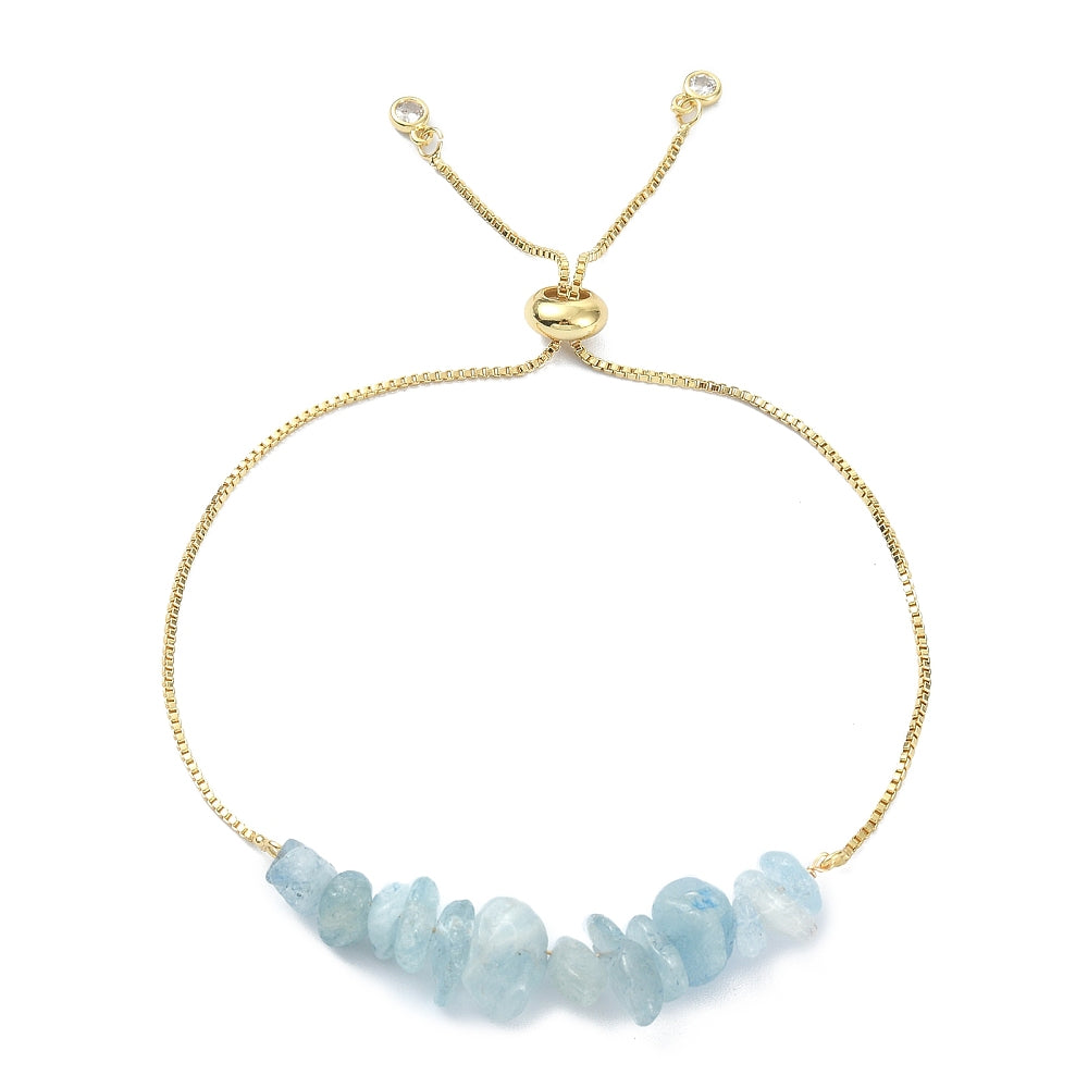 *LAST CHANCE* X14 | Aquamarine Stone Chip & Howlite Golden Bracelets