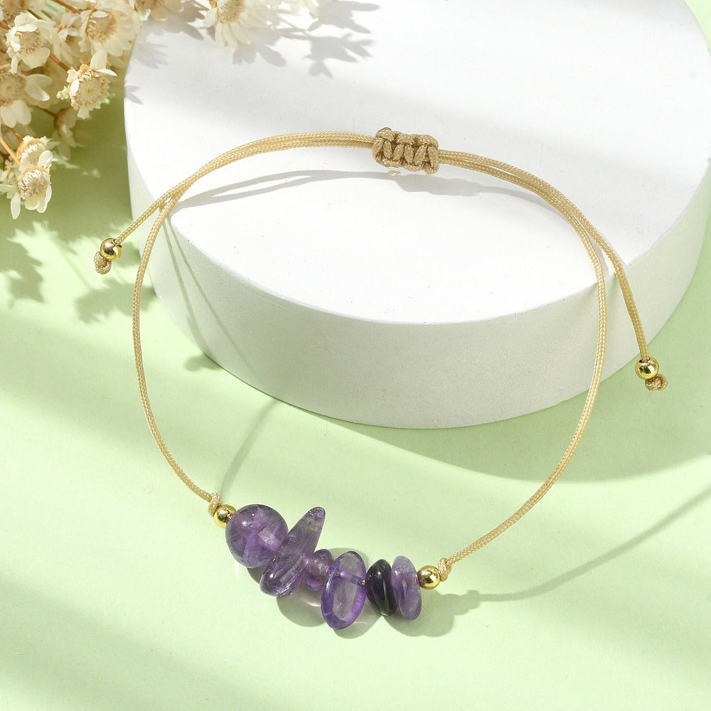 *LAST CHANCE* X25 | Amethyst Chip Golden Bracelets