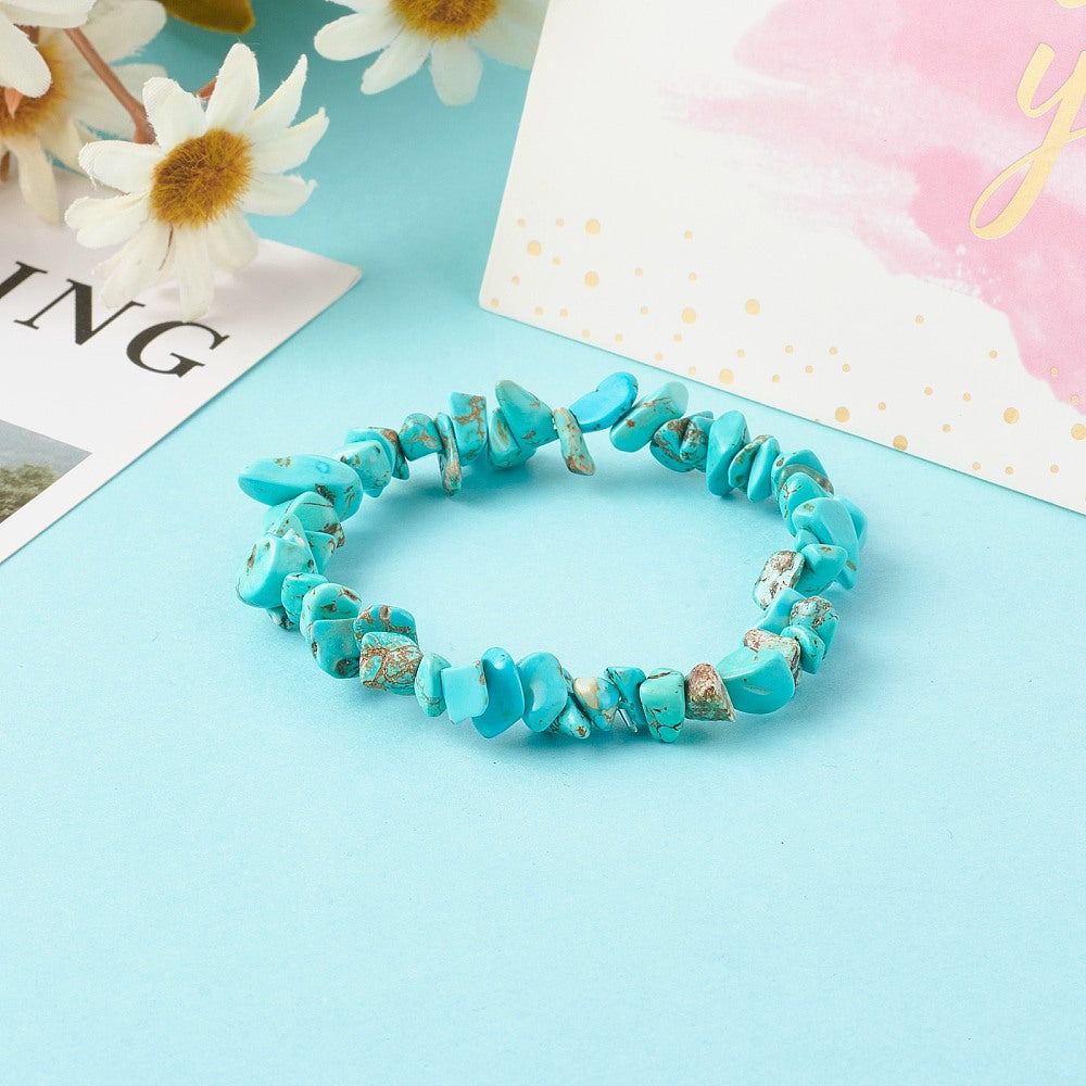 S92 | Bracelet chips de pierre turquoise