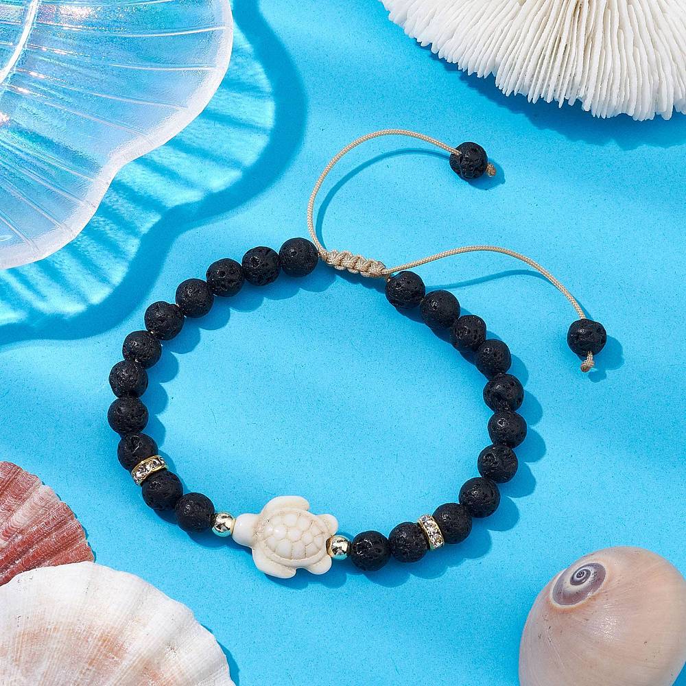 X13 | Bracelets diffuseurs avec tortue de mer howlite et or