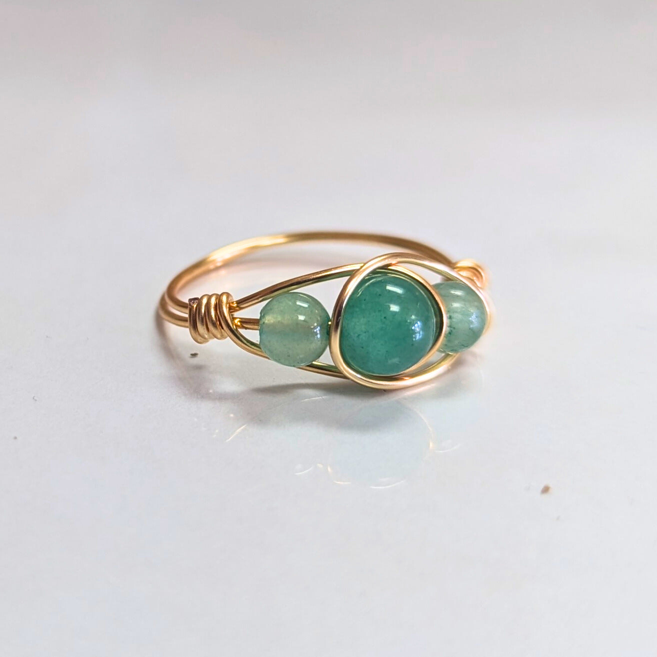 XX23 | Natural Stone 18k Gold Plated Wire Wrapped Ring