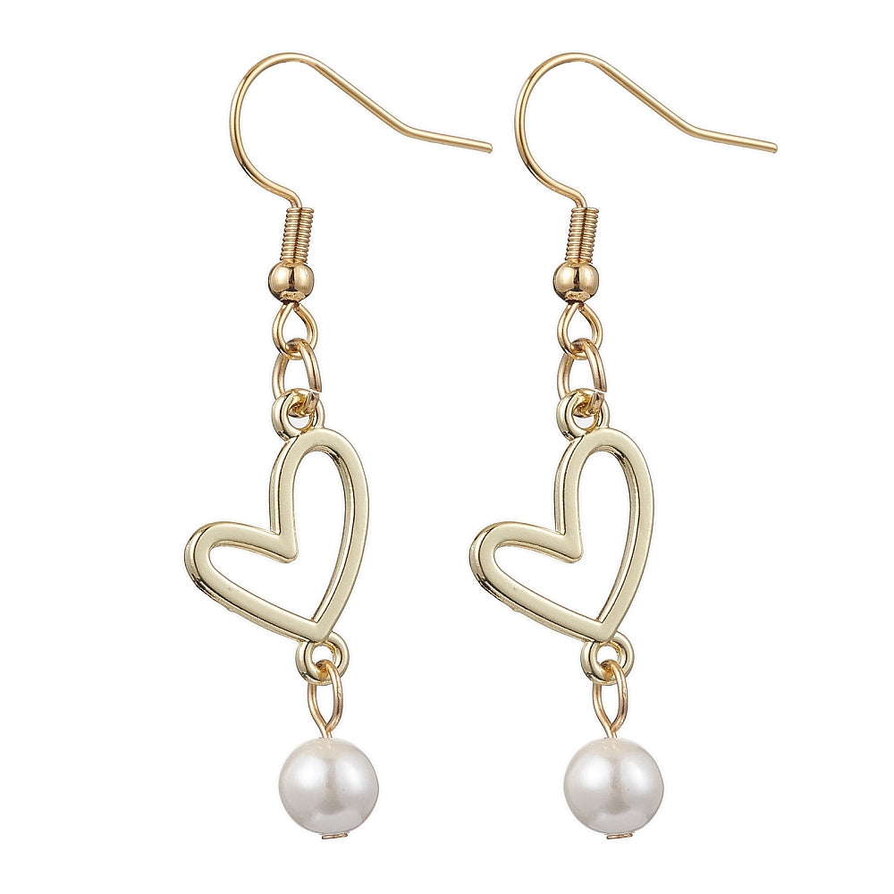 R07 | Golden Stainless Steel Dangle Earrings With Shell Pearls
