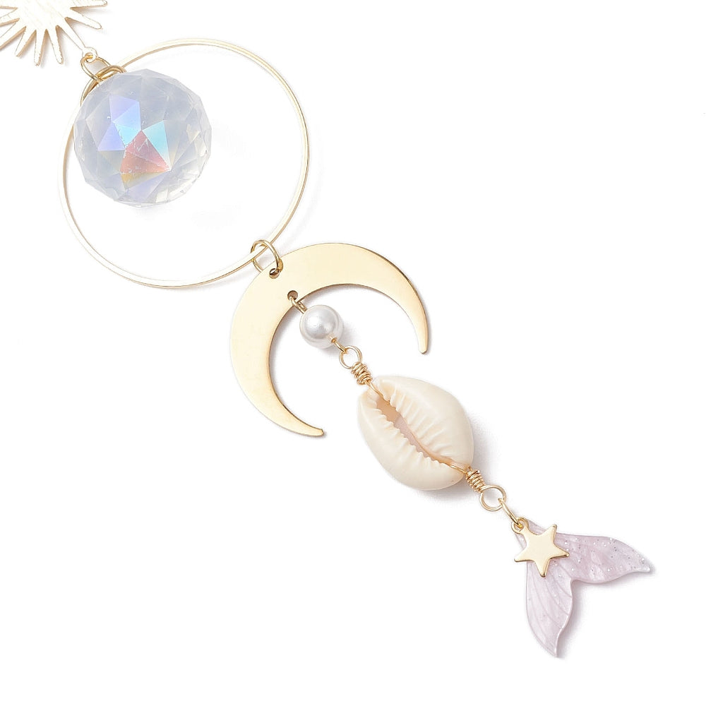 AS07 | Crystal Fishtail With Moon, Sun & Cowrie Shell Suncatcher