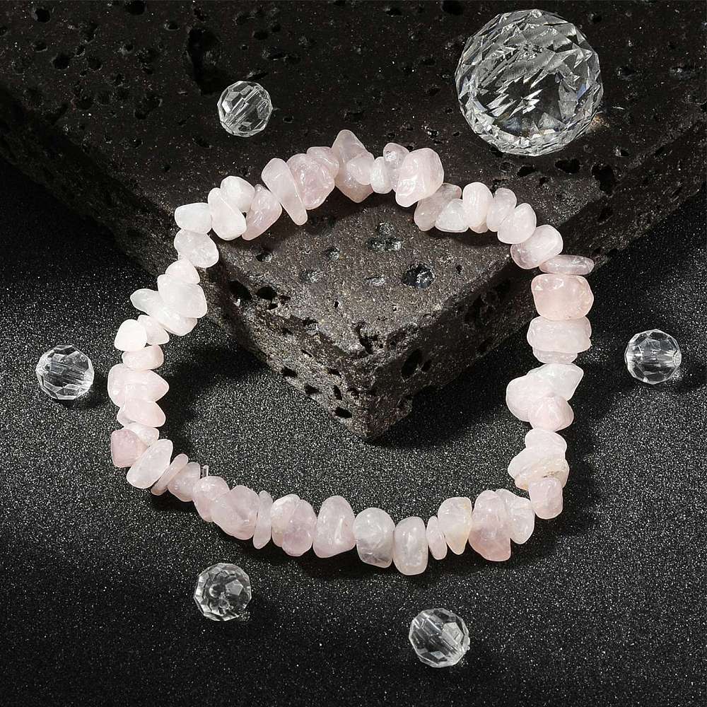 S84 | Rose Quartz Natural Chip Stone Bracelet