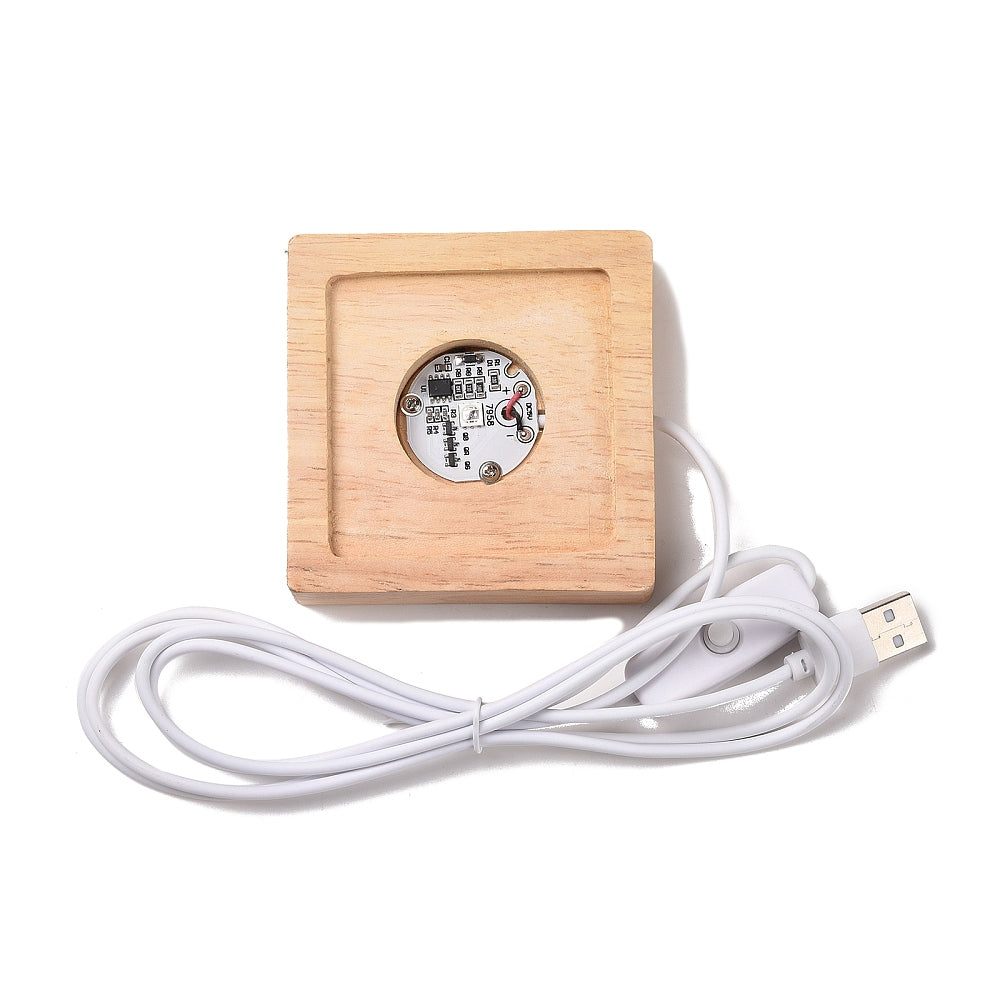 P-USB | Base lumineuse DEL en bois à chargement USB