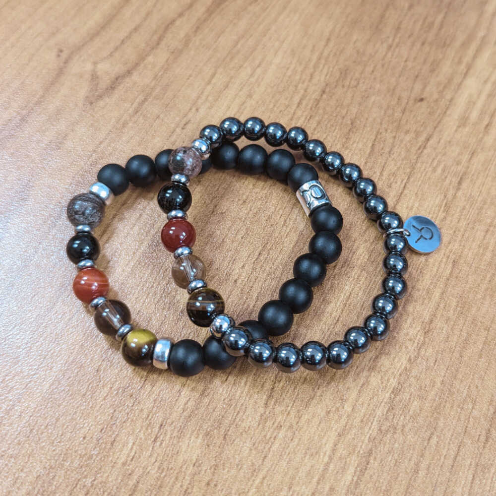 H02 | Duo de bracelets TAUREAU 8 mm noir
