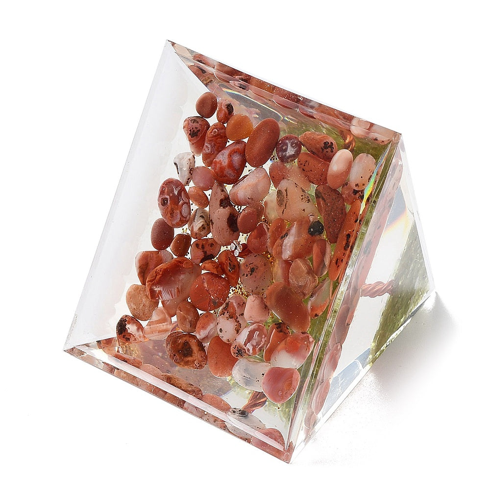 P07 | Carnelian & Peridot Orgonite Pyramid