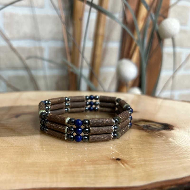 T15 | Hazel wood, lapis-lazuli & hematite - Pur Noisetier | Pure Hazelwood