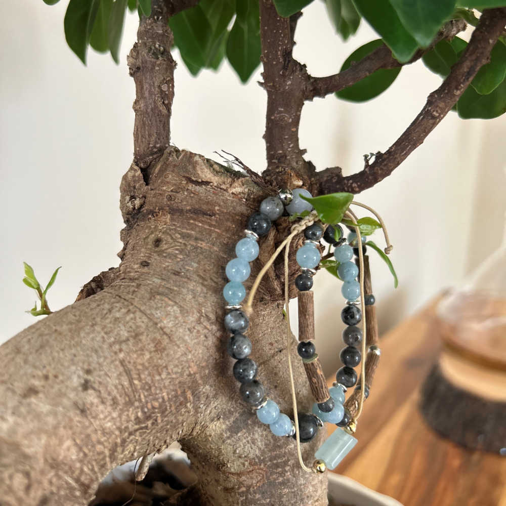 XX19 | Bracelet tressé à glissière avec pierre naturelle