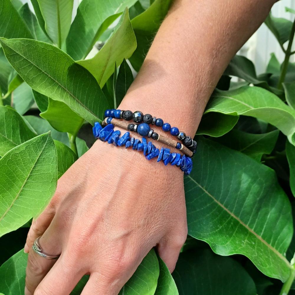 S83 | Lapis-Lazuli Natural Chip Stone Bracelet - Pur Noisetier | Pure Hazelwood