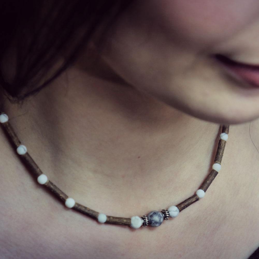 A21 | Hazel wood, Picasso jasper & white howlite