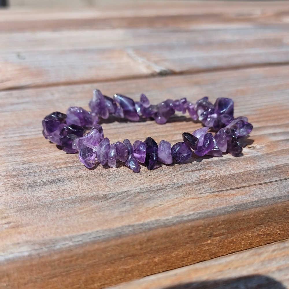 S81 | Amethyst Natural Chip Stone Bracelet - Pur Noisetier | Pure Hazelwood