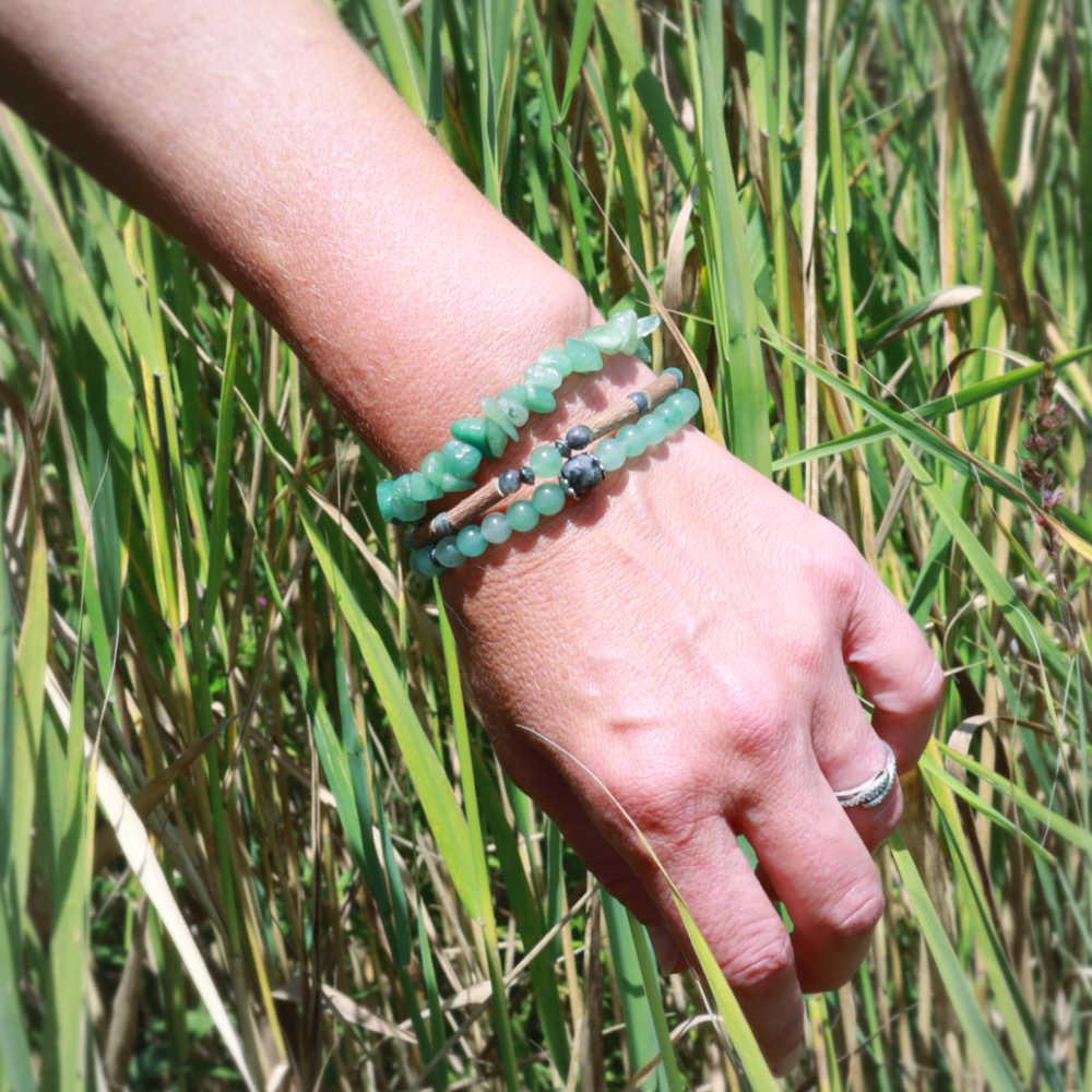 S82 | Green Aventurine Natural Chip Stone Bracelet - Pur Noisetier | Pure Hazelwood