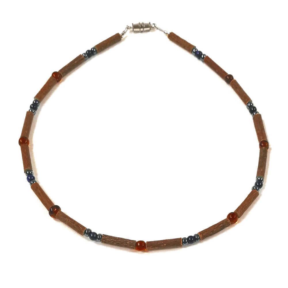 B32 | Hazel wood, Baltic amber & lapis-lazuli