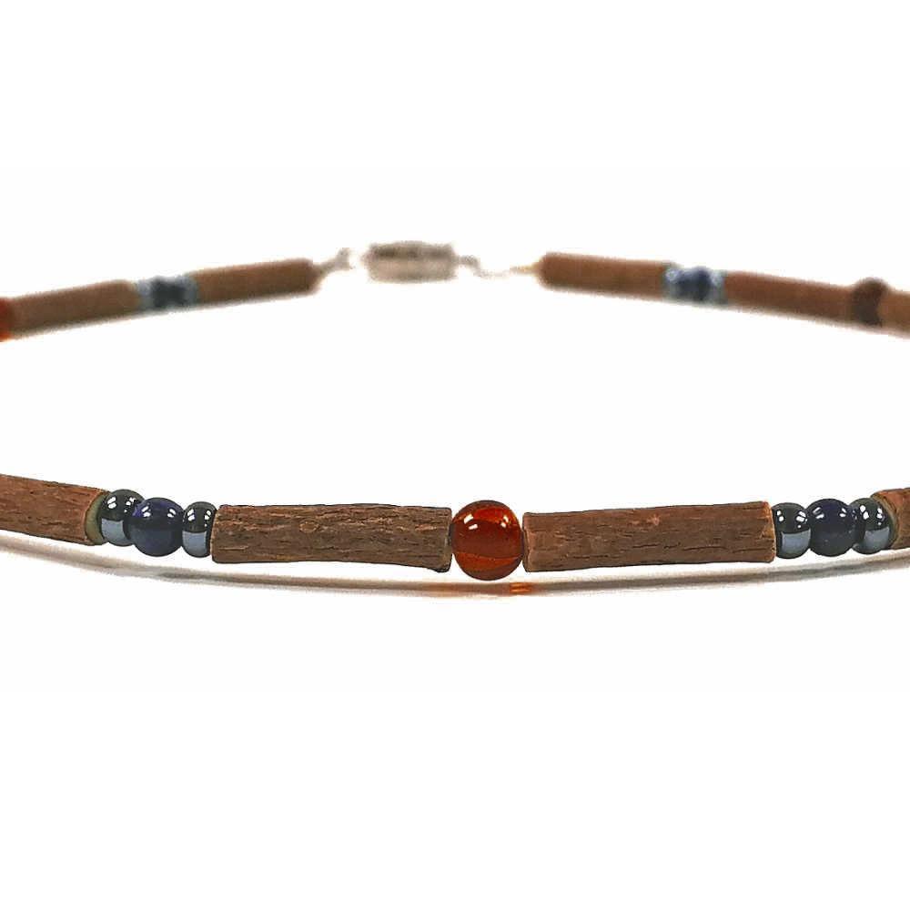 B32 | Hazel wood, Baltic amber & lapis-lazuli