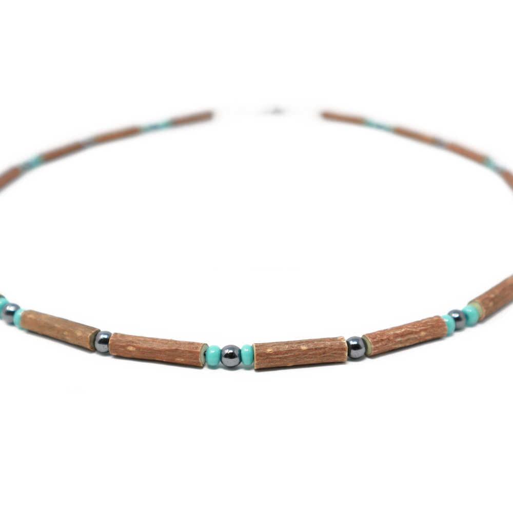 E14 | Hazel wood, turquoise & hematite - Pur Noisetier | Pure Hazelwood