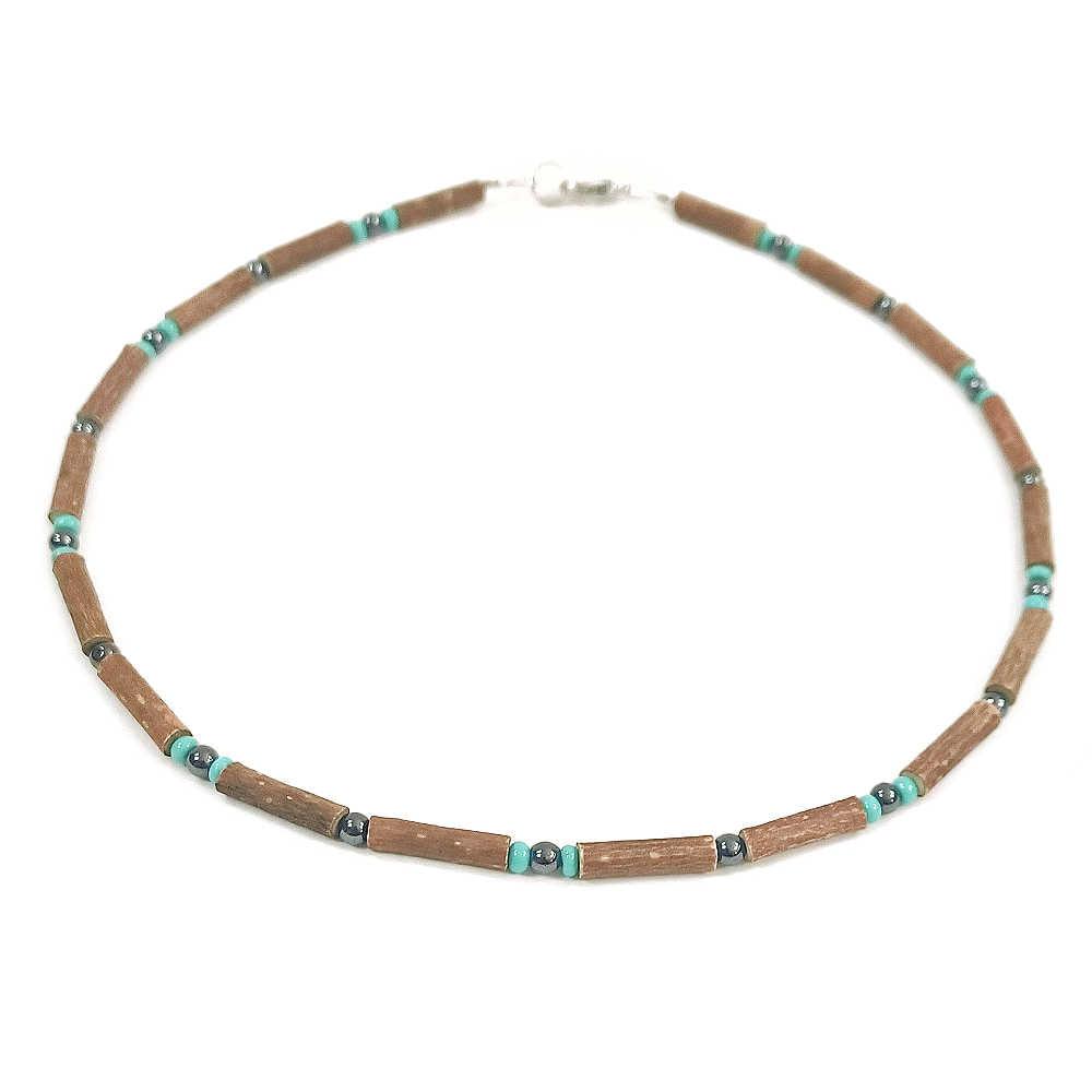 E14 | Hazel wood, turquoise & hematite - Pur Noisetier | Pure Hazelwood