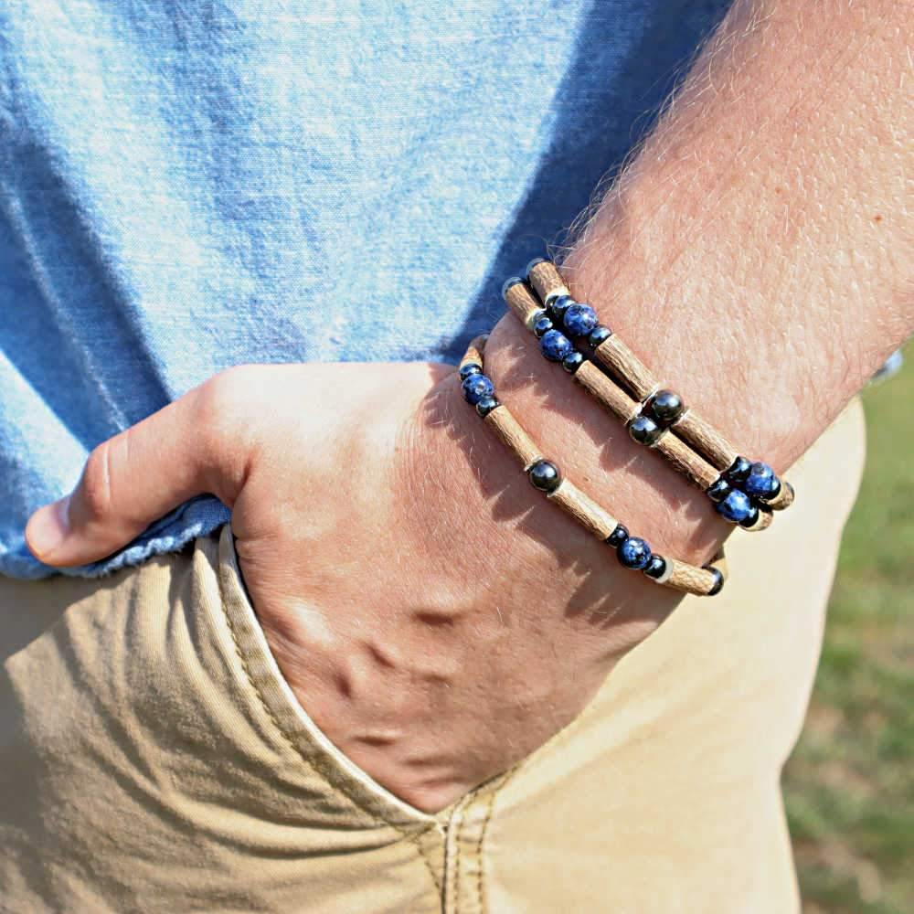 D15 | Hazel wood, blue labradorite & hematite