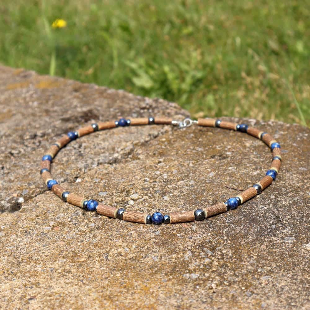 A15 | Hazel wood, blue labradorite & hematite