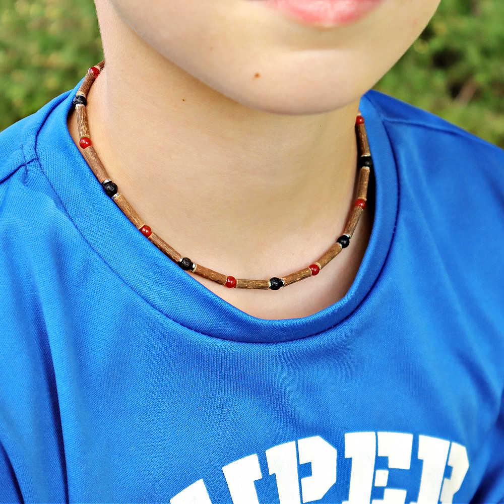 E07 | Hazel wood, red agate & lava stones