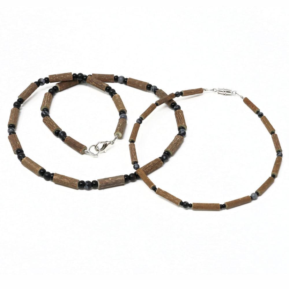 M11 | Hazel wood & snowflake obsidian set