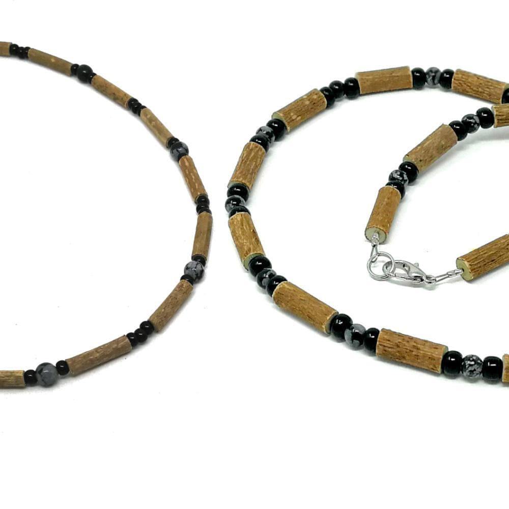 M11 | Hazel wood & snowflake obsidian set