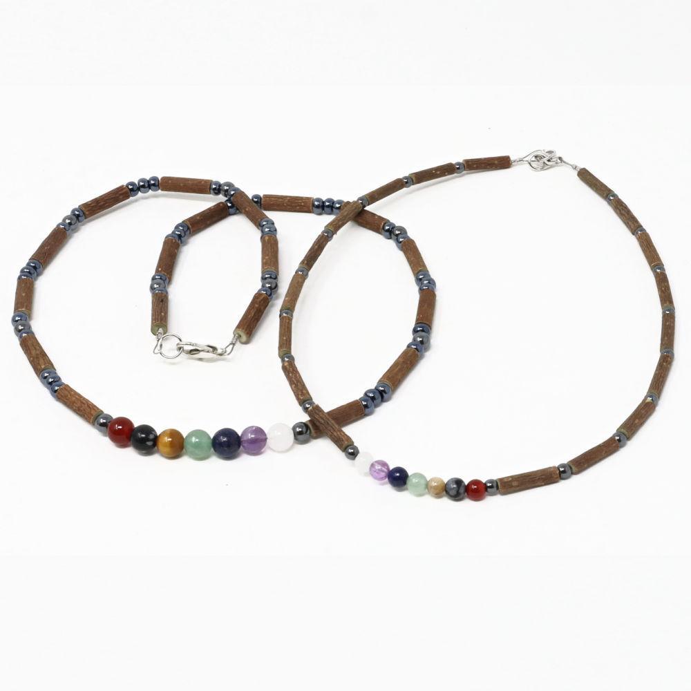 M51 | Hazel wood, chakra stones & hematite set