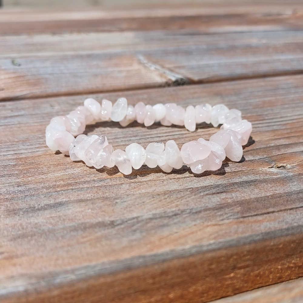 S84 | Rose Quartz Natural Chip Stone Bracelet - Pur Noisetier | Pure Hazelwood