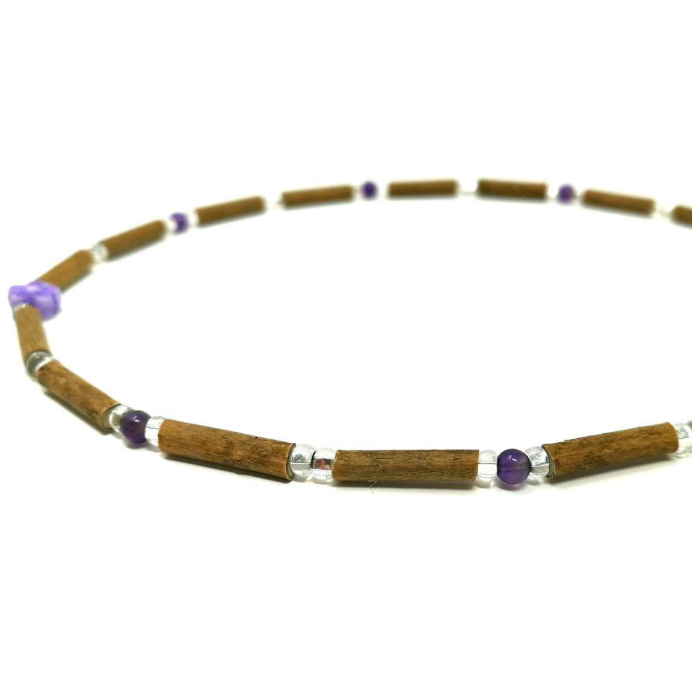 B03 | Hazel wood, amethyst & purple flower