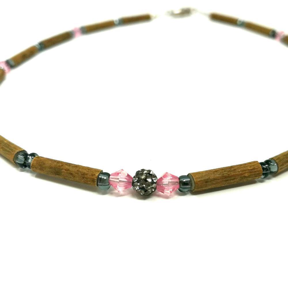 B13 | Hazel wood, shamballa & shiny pink