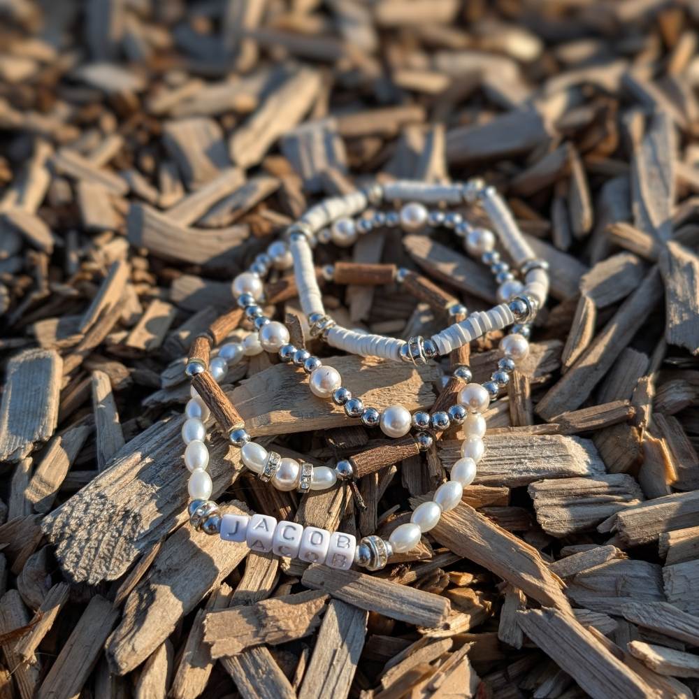 *FÊTE DES MÈRES* | Ensemble de bracelets blancs perlés