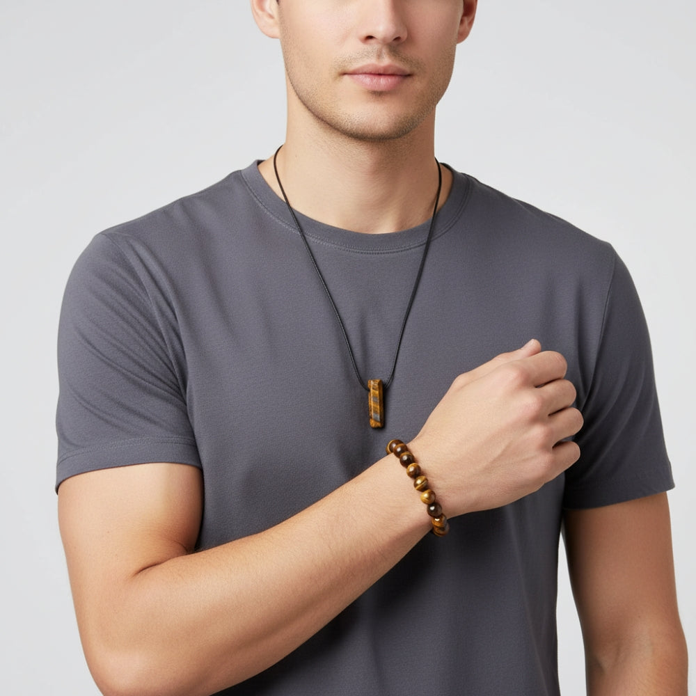 MS01 | Men’s Stretch Bracelet and Pendant Necklace Set