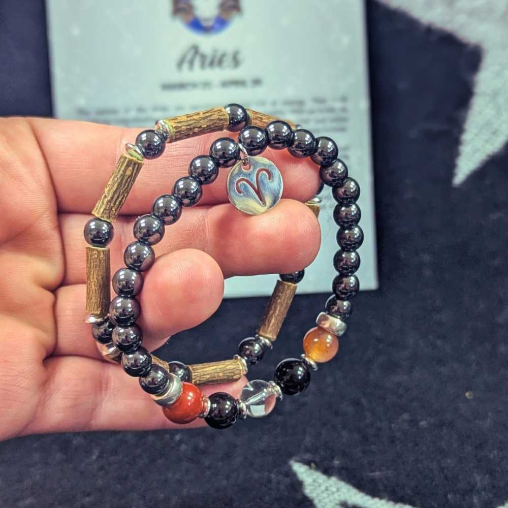 H01 | ARIES 6 mm Hematite Bracelet Duo