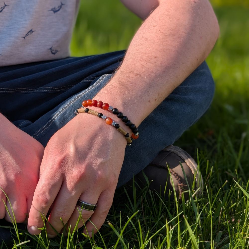 *FATHER'S DAY* | Red Agate Bracelet Set